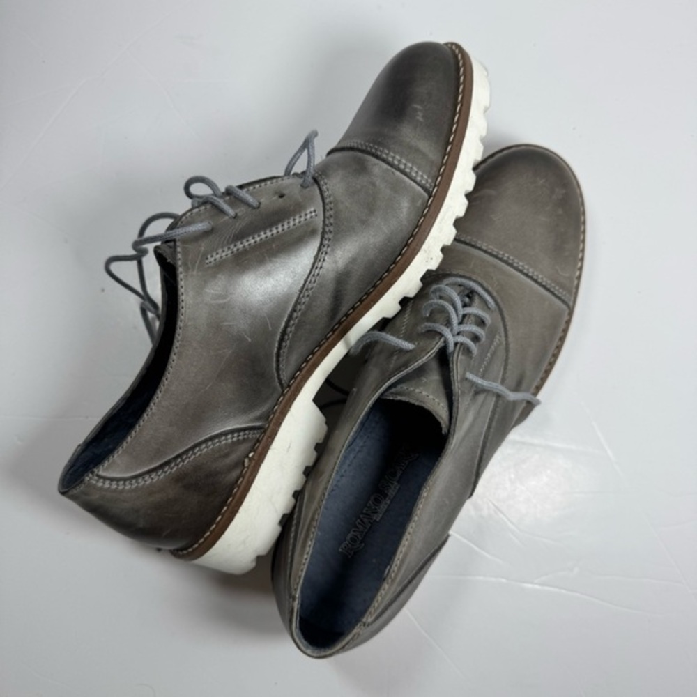 Romano Sicari Gray Leather Oxford Shoes Sz 38 7.5 Women Made in Italy Academia - Picture 13 of 13